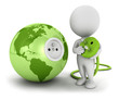 3d white people connects plug inside green earth