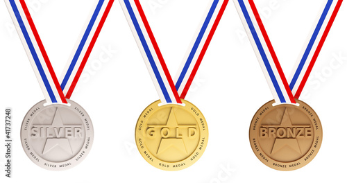Illustration: Gold, Silver and Bronze medals Gold, Silver and Bronze medals