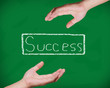 Handshaking sign drawn in chalk on a smudged blackboard Handshaking sign drawn in chalk on a smudged blackboard