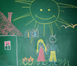 Blackboard with drawing happy couple