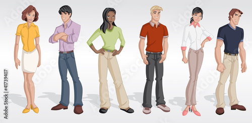 Vector: Group cartoon business people. Teenagers. Group cartoon business people. Teenagers.