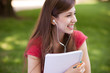 Female with workbook