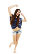 Success young woman dancing and celebrating