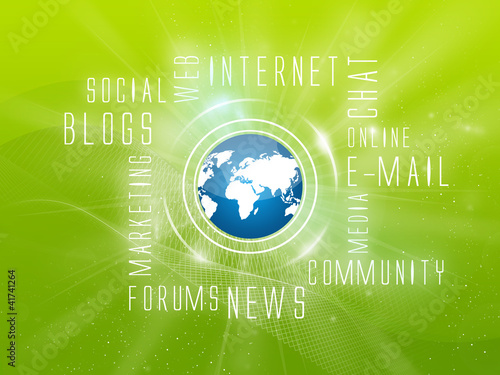 Illustration: Background Internet Services, Social, Green-Blue Background Internet Services, Social, Green-Blue