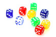colorful glassy dies on white background