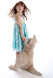 The girl with a toy kangaroo