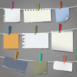 Various notes and a clothes pegs