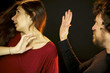 Woman scared of dangerous man slapping her