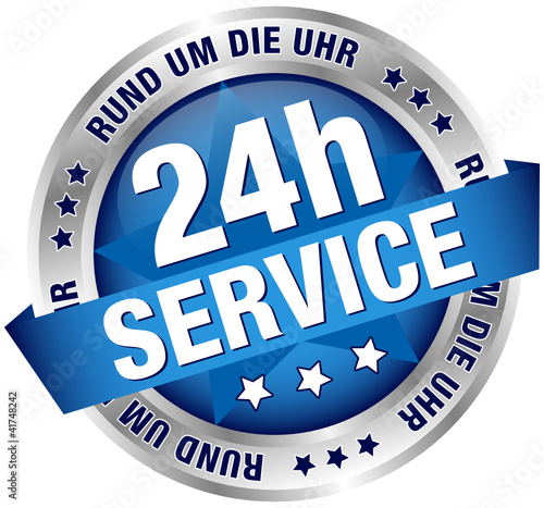 Vektor: Button Banner "24h Service" blau/silber Button Banner "24h Service" blau/silber