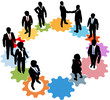 Business people team technology gears Business people team technology gears