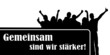 Personengruppe mit Plakat - gemeinsam stark