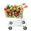 Fruits in a shopping cart. High res 3d render Fruits in a shopping cart. High res 3d render