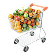 Fruits in a shopping cart. High res 3d render Fruits in a shopping cart. High res 3d render