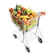 Fruits in a shopping cart. High res 3d render Fruits in a shopping cart. High res 3d render