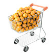 Orange in a shopping cart. High res 3d render. Orange in a shopping cart. High res 3d render.