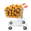 Orange in a shopping cart. High res 3d render. Orange in a shopping cart. High res 3d render.