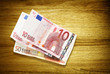 euro banknotes on desk