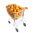 Orange in a shopping cart. High res 3d render. Orange in a shopping cart. High res 3d render.
