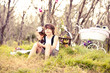 Photo: Child near the woods using imagination Child near the woods using imagination