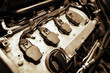 Old car engine close up