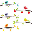 Vector: Birds on branches Birds on branches