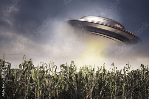 Photo: UFO hovering over a crop field UFO hovering over a crop field