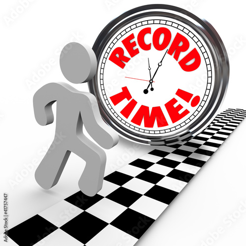 Illustration: Record Time Runner Beats Clock for Best Timing Record Time Runner Beats Clock for Best Timing