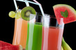 Juice and fresh fruits - organic, health drinks series