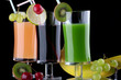 Juice and fresh fruits - organic, health drinks series