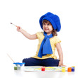 adorable artist kid girl drawing and painting