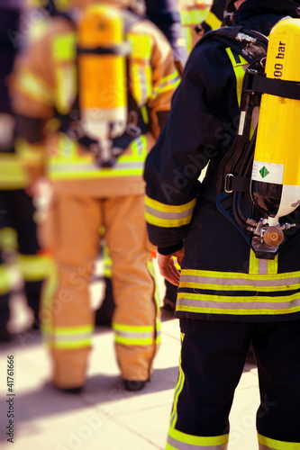Photo: Firefighters prepared to work Firefighters prepared to work