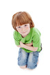 Small boy with freckles - looking up