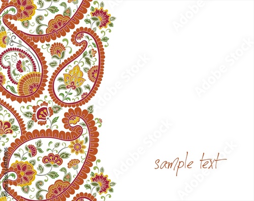 Vector: traditional paisley floral pattern , colorful template , India traditional paisley floral pattern , colorful template , India