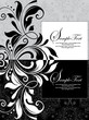 floral black and white invitation card