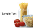 Spaghetti pasta on white background.
