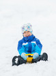 The boy goes for a drive on an snow slope. The boy goes for a drive on an snow slope.