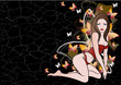Young woman with butterflies