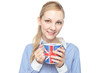 Women with a cup of England