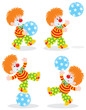 circus clown playing with a ball
