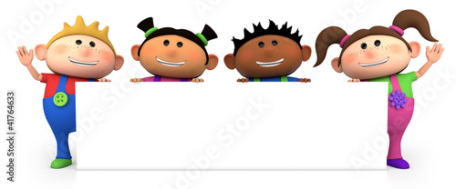 Illustration: kids with blank sign kids with blank sign