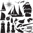 silhouettes of marine recreation