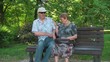 Senior couple in the park - funny