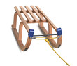 wooden sledge on white, clipping path