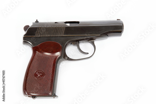 Photo: makarov system pistol isolated on white background makarov system pistol isolated on white background