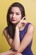 Foto: beautiful latina model in a blue dress beautiful latina model in a blue dress