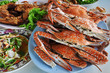 Red crabs on a plate. Red crabs on a plate.