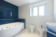 interior of bathroom in modern house, hot tub