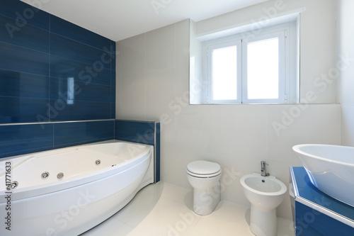 Photo: interior of bathroom in modern house, hot tub interior of bathroom in modern house, hot tub
