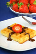 Waffle with chocolate and strawberry Waffle with chocolate and strawberry