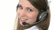 Callcenter Agent turns around and smiles